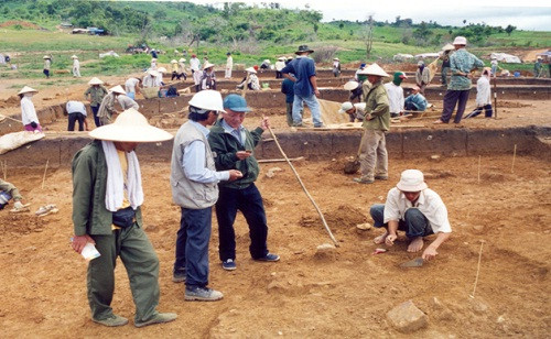 Khai quật bãi cọc cổ ở xã Hoành Sơn